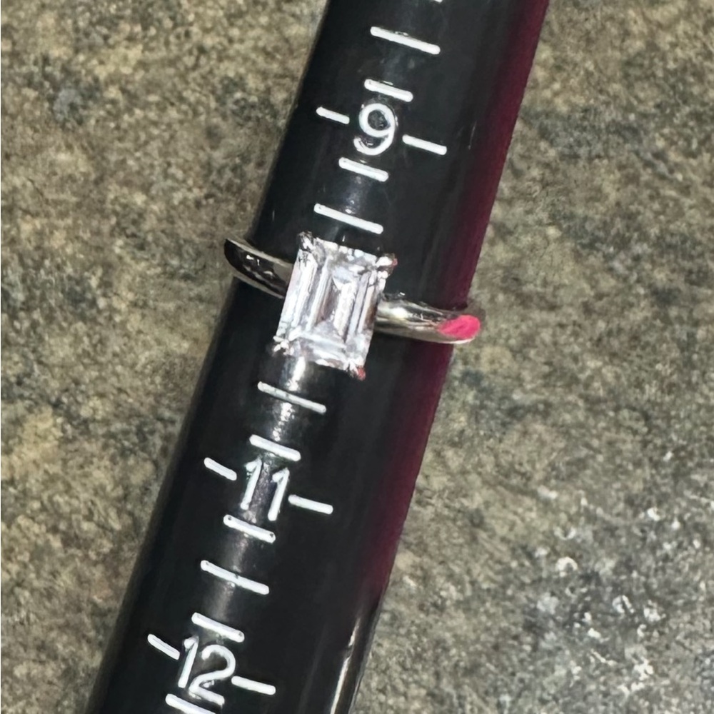 Diamonique 3ct Emerald Cut Band Ring Size 10